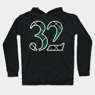 32 Sports Jersey Number Green Black Flannel Hoodie
